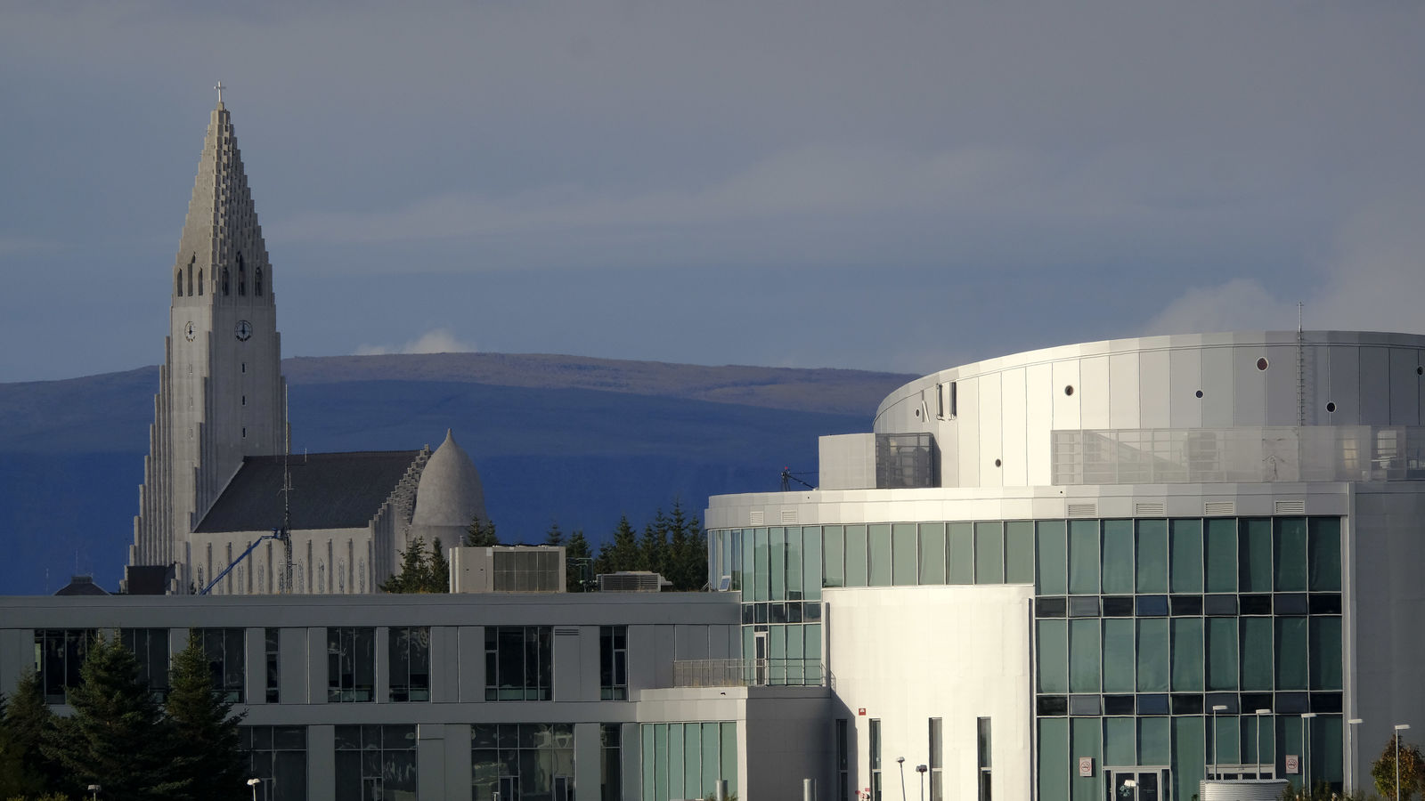 Reykjavik University campus with Hallgrímskirkja in the background